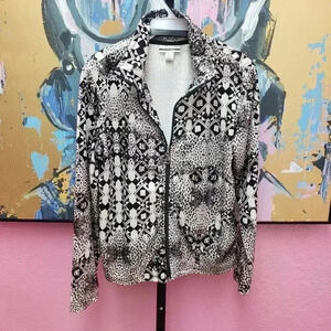 Mirror Image Black and White Shimmery Zip Front Jacket